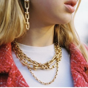 Silný řetězový náhrdelník ženská Evropa a Spojené státy v lehkém luxusním výklenku podkovové spony klíční kosti řetěz