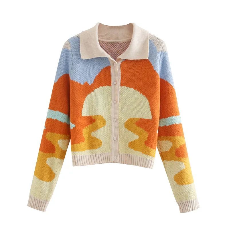 Vlastní logo OEM svetr ženy Jacquard Knitwear Ladies Jumper