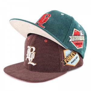 Vlastní pánské výšivky 5 Panel Snapback Corduroy Caps Hats