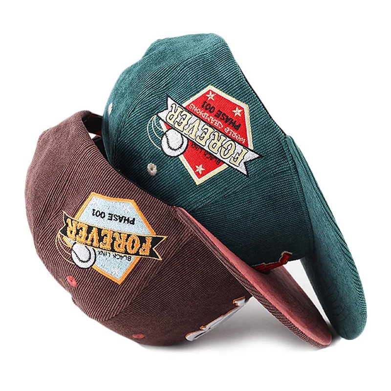 Vlastní pánské výšivky 5 Panel Snapback Corduroy Caps Hats