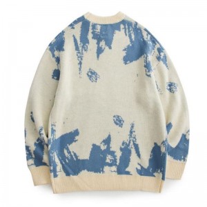 Vysoce kvalitní jacquard vzor pletený vlněný posádka krku svetr