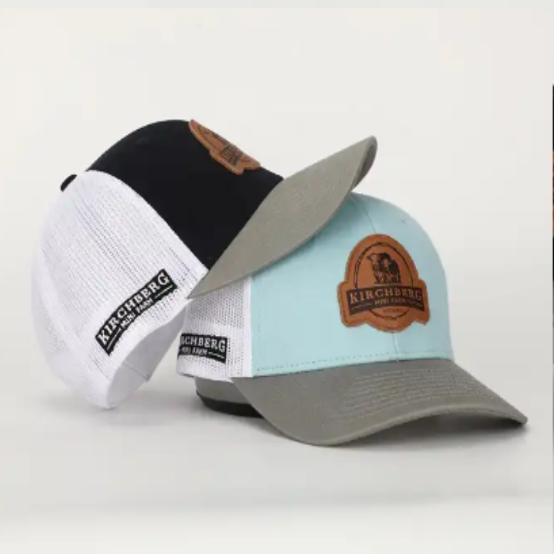 OEM Vlastní vysoce kvalitní koženánáplast Logo Mesh Snap Back Gorras Caps, Aplique Cotton 112 Předem zakřivené klobouky Trucker
