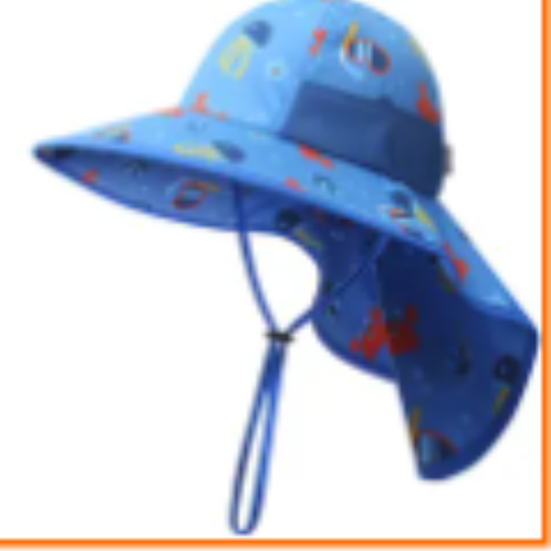 Vlastní tištěné bavlněné plážové slunce klobouk Kids Summer Shield Bucket Hats se strunou