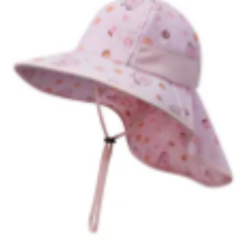 Vlastní tištěné bavlněné plážové slunce klobouk Kids Summer Shield Bucket Hats se strunou