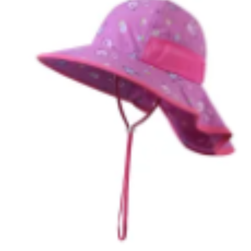 Vlastní tištěné bavlněné plážové slunce klobouk Kids Summer Shield Bucket Hats se strunou