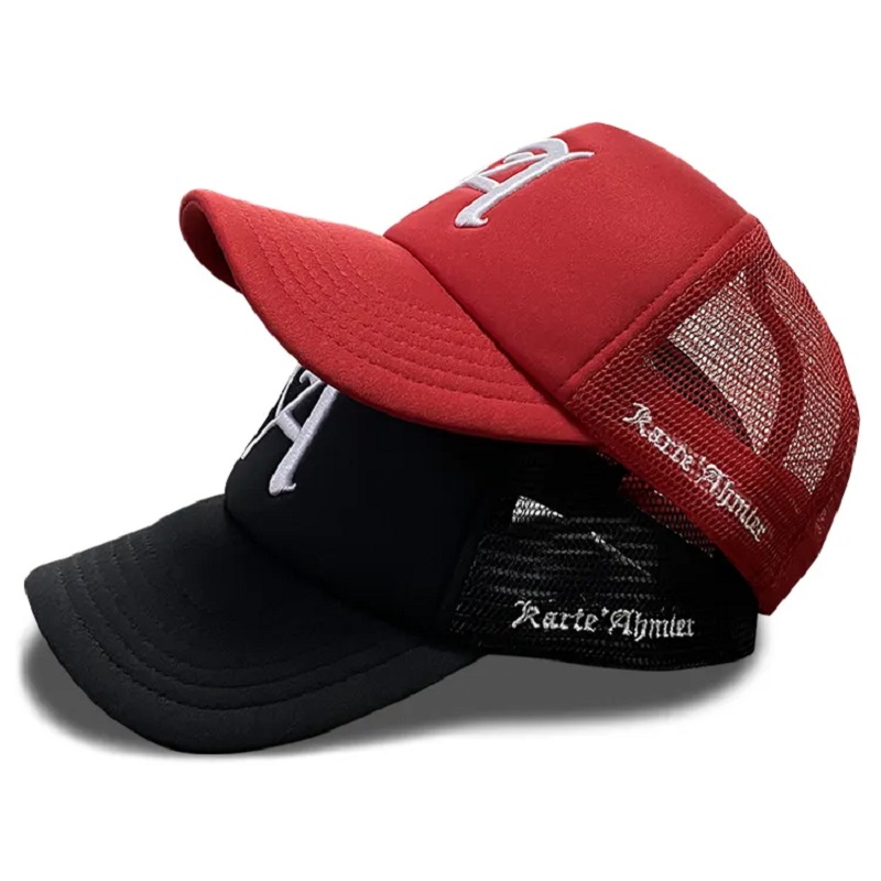 Vysoce kvalitní velkoobchod Classic Custom Design Váš vlastní 3D výšivka Logo 5 panel Gorras Mesh Trucker Caps Hats Pans