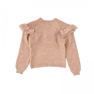 Nejnovější zimní kulatý krk s lemováním pletených bavlněných děvčatých svetr