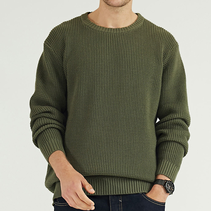 100% bavlněná zimní zima Custom Men \\'s Crew Neck Moclover Svetter Squareds