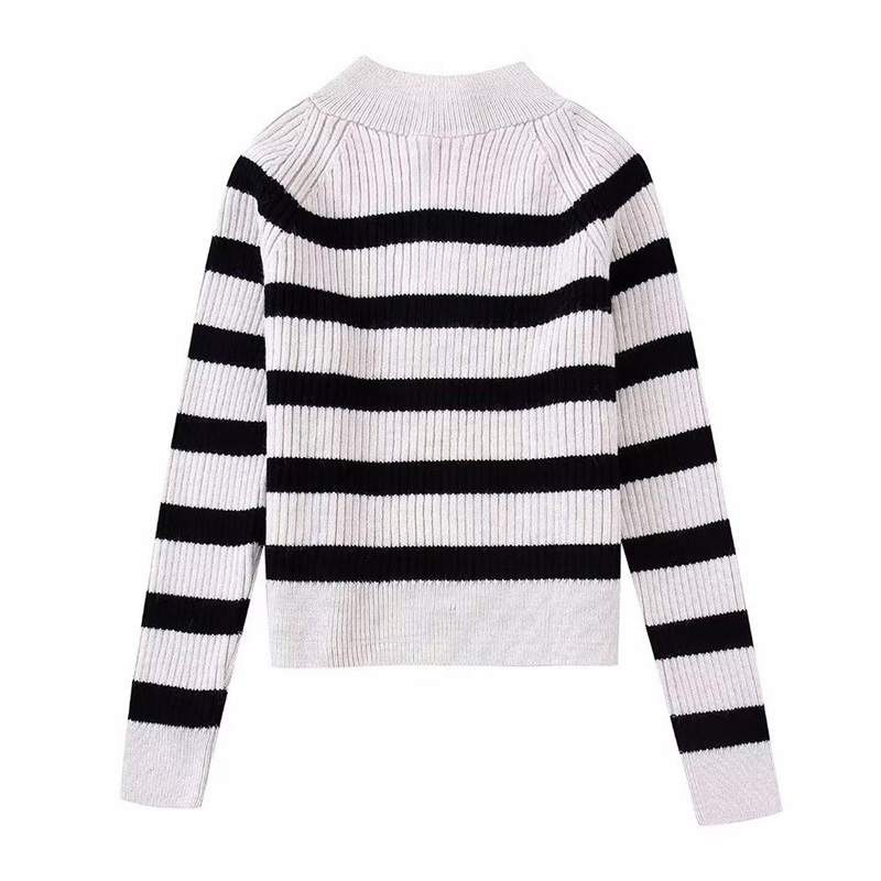 Podzimnový módní pruh pletený svetr svetr vintage s dlouhým rukávem ženské svetry elegantní vrcholy