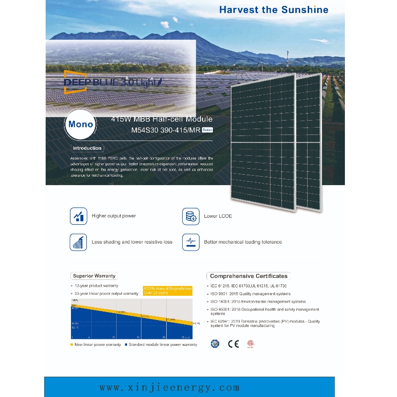 Nový design solárních panelů Systém 390-415 W online prodej