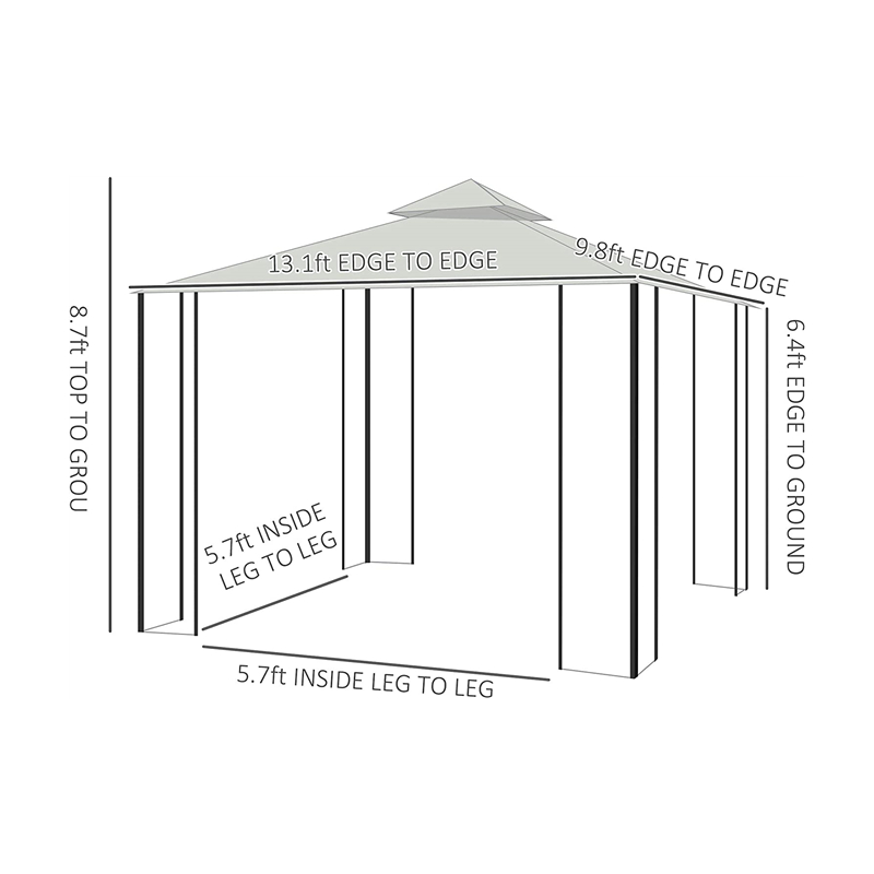 10 \\ 'x 13 \\' Outdoor Soft Top altán Pergola se záclonami, 2-stupňový ocelový rámový altán pro terasu, krémová bílá