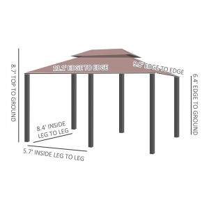 10 \\\\ \'x 13 \\\\\' Outdoor Soft Top Pergola altán se záclonami, 2-stupňový ocelový rámový altán pro terasu, khaki