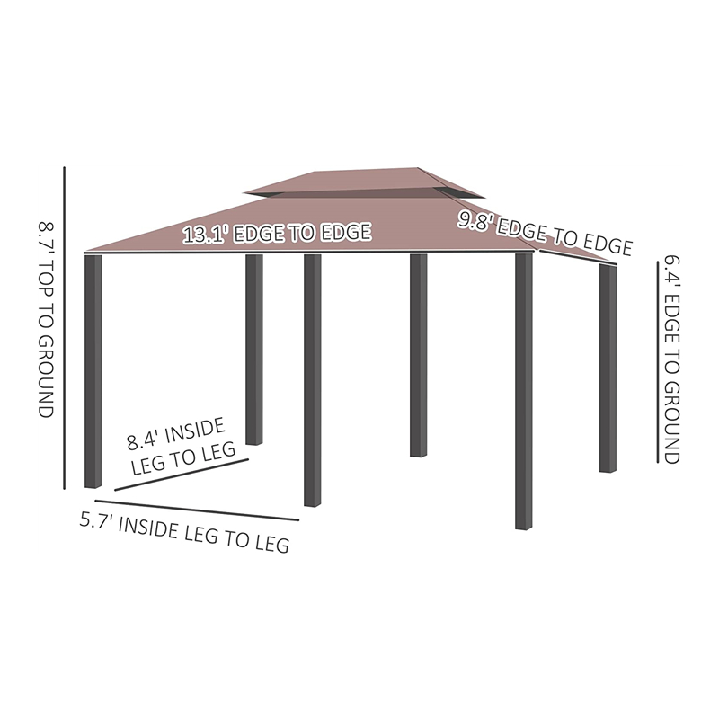 10 \\ 'x 13 \\' Outdoor Soft Top Pergola altán se záclonami, 2-stupňový ocelový rámový altán pro terasu, khaki