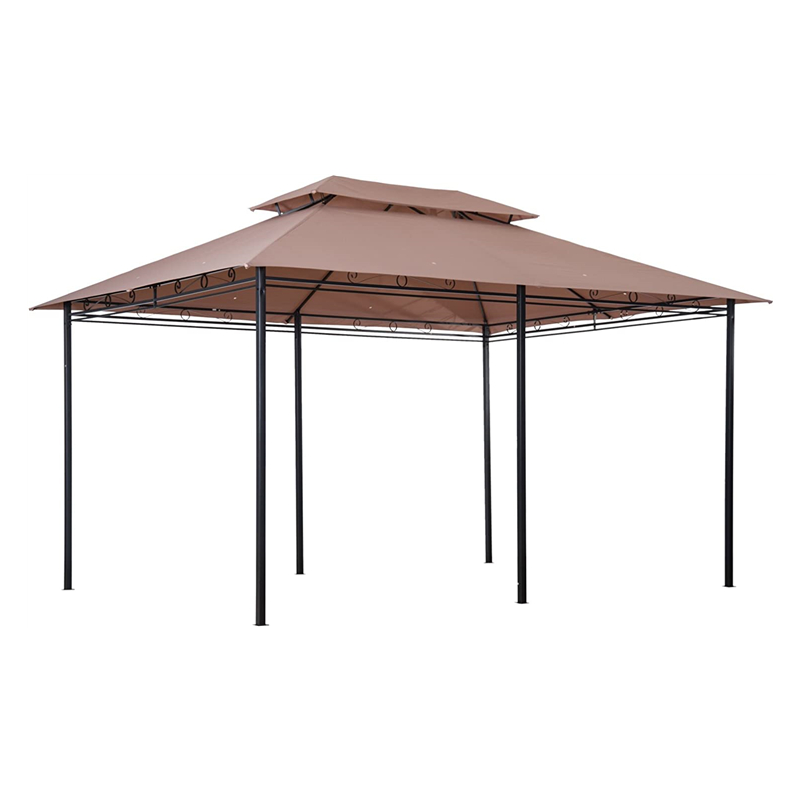 10 \\ 'x 13 \\' Outdoor Soft Top Pergola altán se záclonami, 2-stupňový ocelový rámový altán pro terasu, khaki