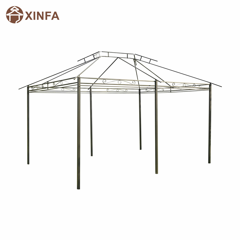 10 \\ 'x 13 \\' Outdoor Soft Top altán Pergola se záclonami, 2-stupňový ocelový rámový altán pro terasu, šalvěj šedá