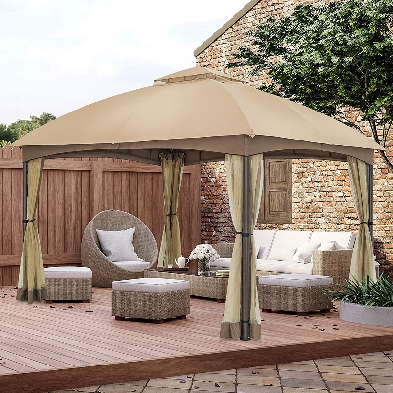 10x 12 Patio Dome altán w/mosquito síťovina, dvoustupňová ventilovaná vrchol pro zahradu zahradní trávník