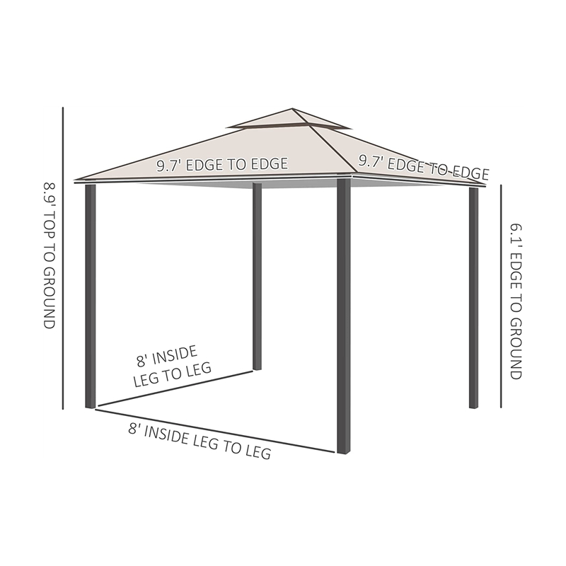 10 \\ 'x 10 \\' Outdoor Patio Altán s baldachýnem se síťovými bočními stěnami, 2-stupňový baldachýn pro dvorek, béžový