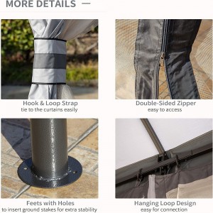 10 \\\\ \'x 12 \\\\\' Venkovní altán Patio altán s baldachýnem přístřeší W/double ventilované střechy, zipné boční stěny, šedá