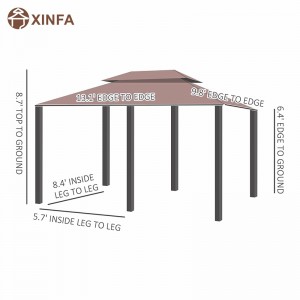 10 \\\\ \'x 13 \\\\\' Outdoor Soft Top Pergola altán se záclonami, 2-stupňový ocelový rámový altán pro terasu, khaki