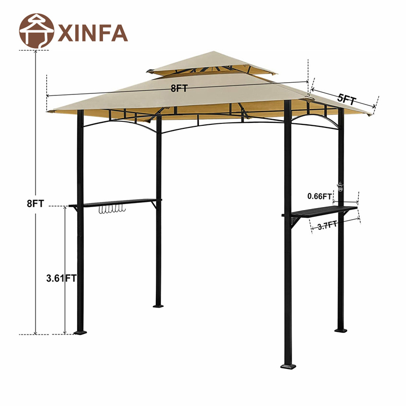 8 \\ 'x 5 \\' 2-ti-ti-tier baldachýn Top Grill Al Al Patio Patio gril gril altán s robustní ocelový rám