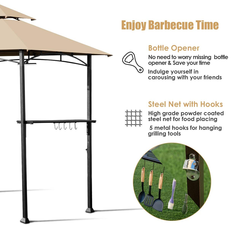 8 \\ 'x 5 \\' 2-ti-ti-tier baldachýn Top Grill Al Al Patio Patio gril gril altán s robustní ocelový rám