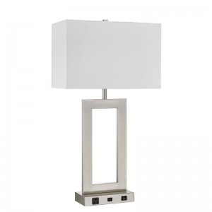 Gatsby One Light Table Lamp s kartáčovanýmniklem, přepínačem rockeru, pohodlný vývod a port USB