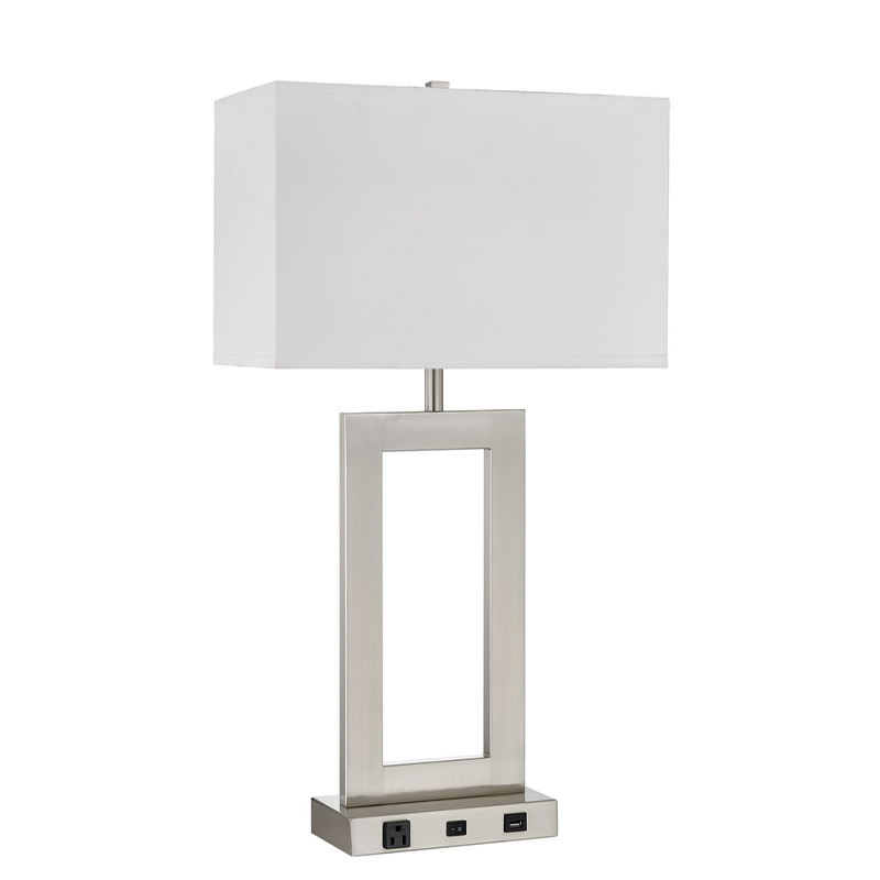 Gatsby One Light Table Lamp s kartáčovanýmniklem, přepínačem rockeru, pohodlný vývod a port USB
