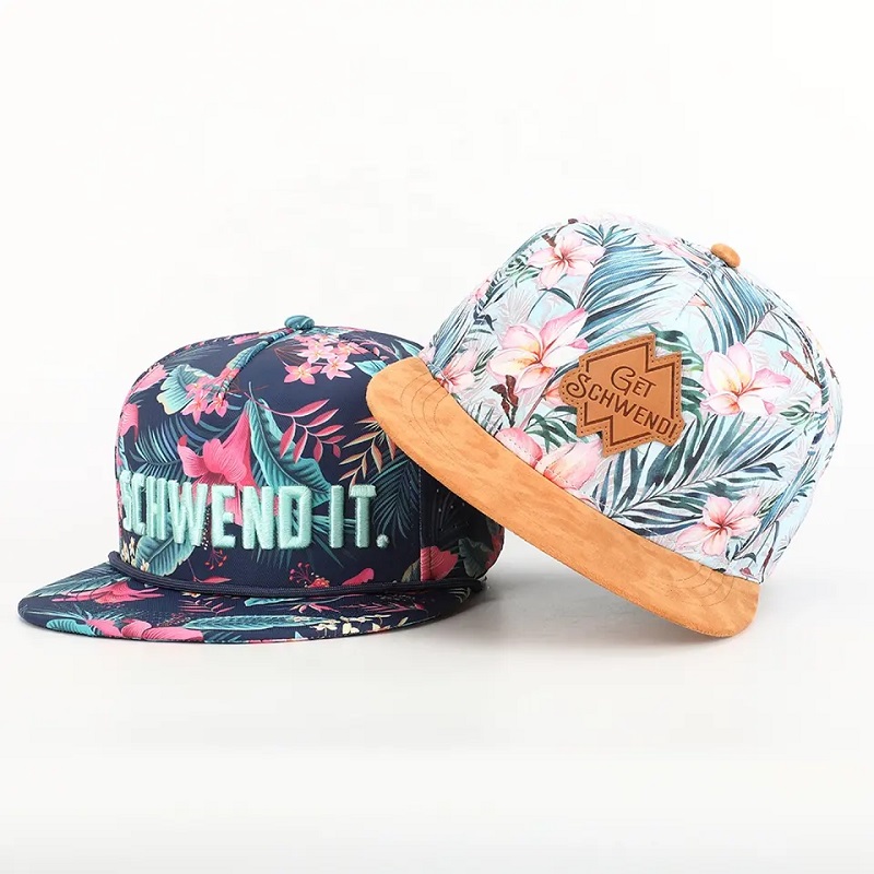 OEM Vlastní design vaše logo Vysoce kvalitní 5 panelů plochý okraj po celé sublimační tisk hip hop Gorras Snapback Cap and Hat