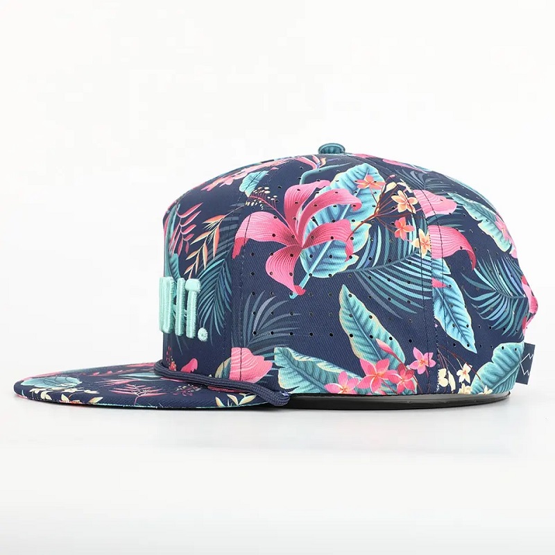 OEM Vlastní design vaše logo Vysoce kvalitní 5 panelů plochý okraj po celé sublimační tisk hip hop Gorras Snapback Cap and Hat