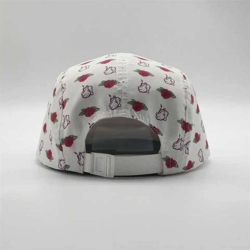 Velkoobchod 5 panelů vlastní kožené patch logo Snapback Hats, polyesterové děti Snapback Cap, po celém tiskovém táborovém kloboucích