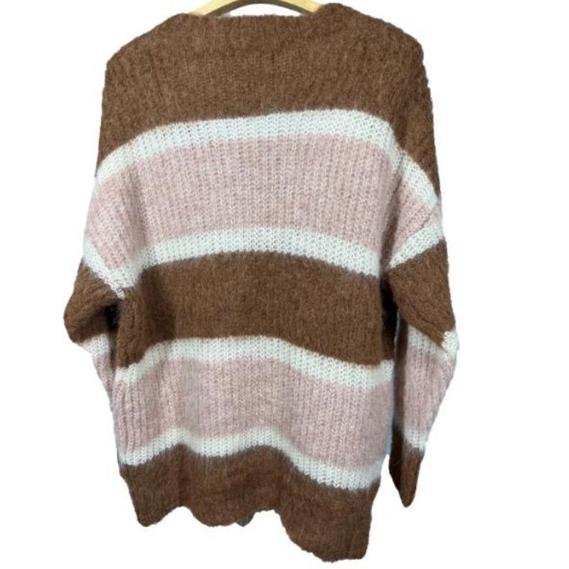 Svetr s mohair strippet svetrem pro dámské strip.