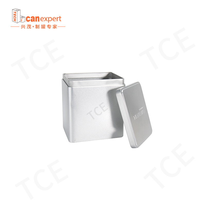 TCE- NOVÝ Design Square Tea Tin Can Tinplate High Quality Metal Tea Can