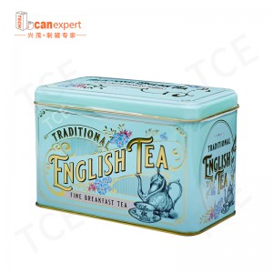 TCE- NOVÝ Design Square Tea Tin Can Tinplate High Quality Metal Tea Can