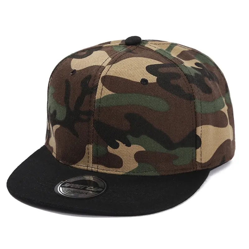 Přizpůsobené logo Plné barevné klobouk Camo Light Plate rovný podél baseballové čepice Men and Women Summer Hip Hop Skateboard Snapback Caps