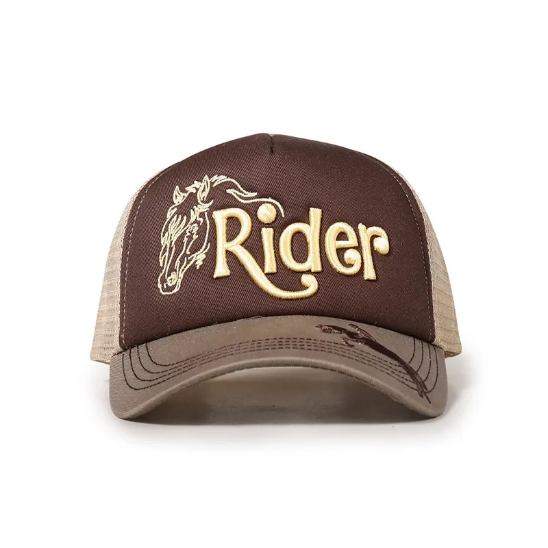 Kvalitní vlastní 3D vyšívané logo 5 panel Gorras Foam Mesh Trucker Cap klobouk pro muže