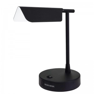 Matte Black Desk Light s přepínačem rockerů On NOFF, pohodlným vývodem anabíjecím přístavem USB v hotelovém pokoji