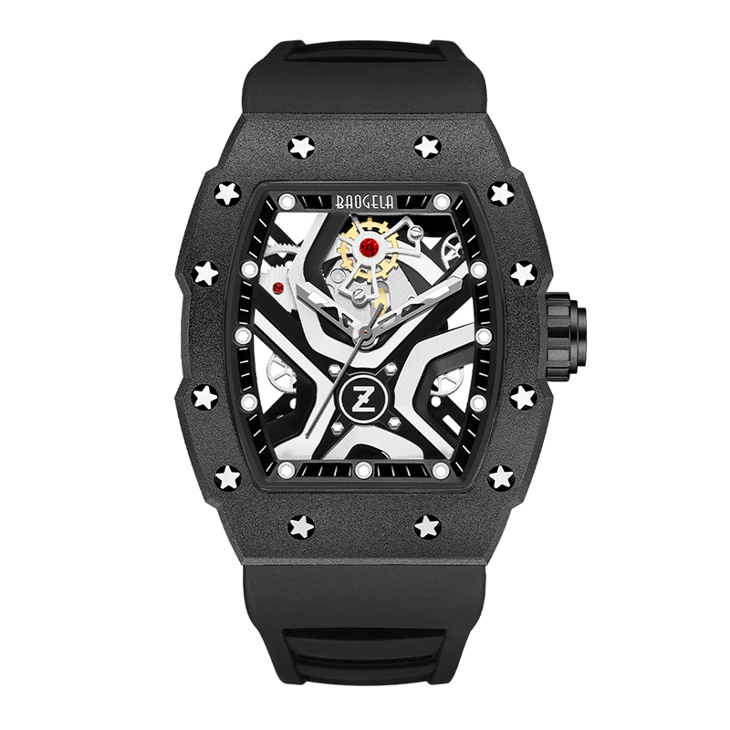 BAOGELA TOP BRAND WATCHS FOR MENS Fashion Sportnepromokavé mechanické větrné hodinky 50bar Nerezovánerezová hodinky Japonsko reloj hombre 4143
