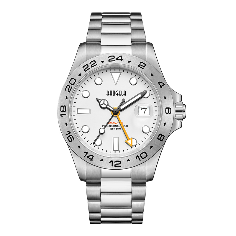 Baogela Men Luxury Watch 304 Nerezová ocel Švýcarský hnutí Světlý ciferník 50bar Ashion Business Recogio Masculino Wristwatch 22806