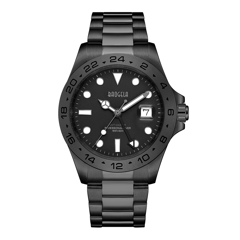 Baogela Men Luxury Watch 304 Nerezová ocel Švýcarský hnutí Světlý ciferník 50bar Ashion Business Recogio Masculino Wristwatch 22806