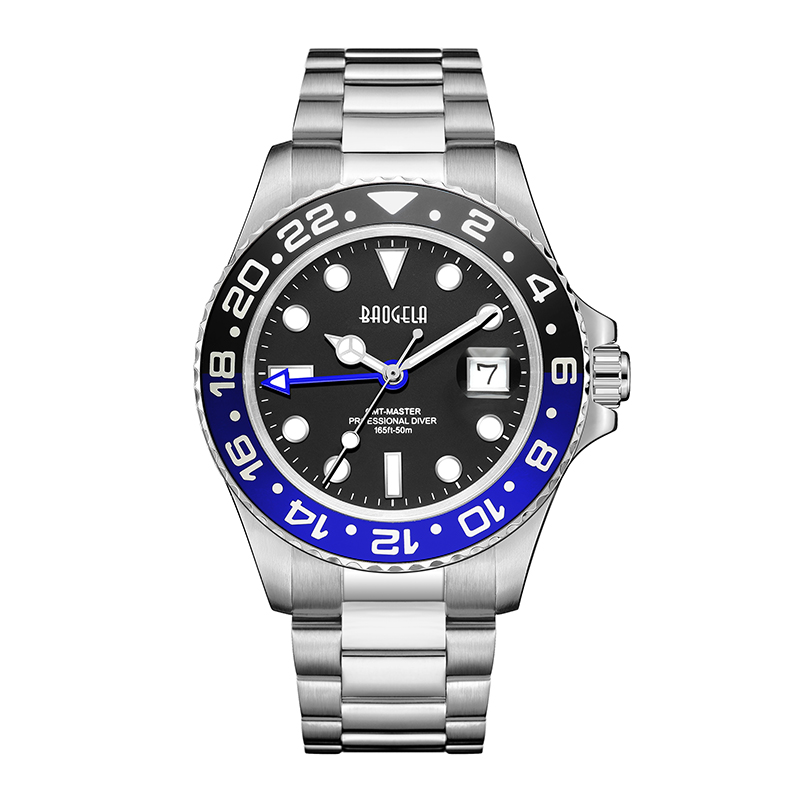 Baogela Nová modrá červená voda Ghost Watch Men's Watch 50 metrů Vodotěsnýnerezový popruh Swiss Movement Recogio Masculino 22807