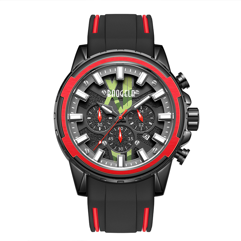 Baogelanové hodinky mužinerezový gumový popruh modré hodinky pro muž luxusní vodotěsné chronograph wristwatch světelný relagio 22601