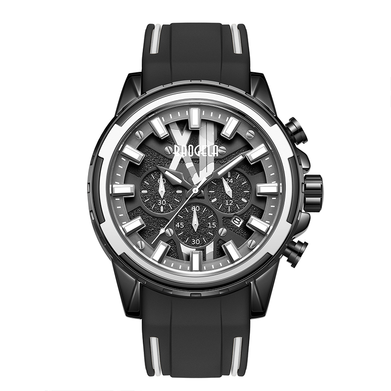 Baogelanové hodinky mužinerezový gumový popruh modré hodinky pro muž luxusní vodotěsné chronograph wristwatch světelný relagio 22601