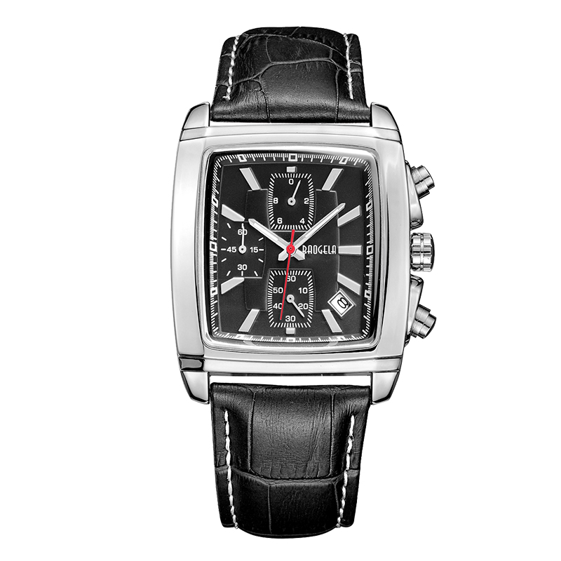 Baogela Rectangle Dial Leather Strap Watch for Men Casual Blue Chronograph Quartz Watches Man Wristwatch Montre reloj часы мужск 22607