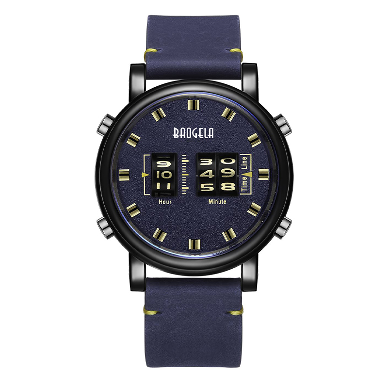 Baogela módní muži \\ Roller Design Business Clock Men Quartz Watch Kožená vodotěsná příležitostná sportovní pánské sledování relagio masculino 22703