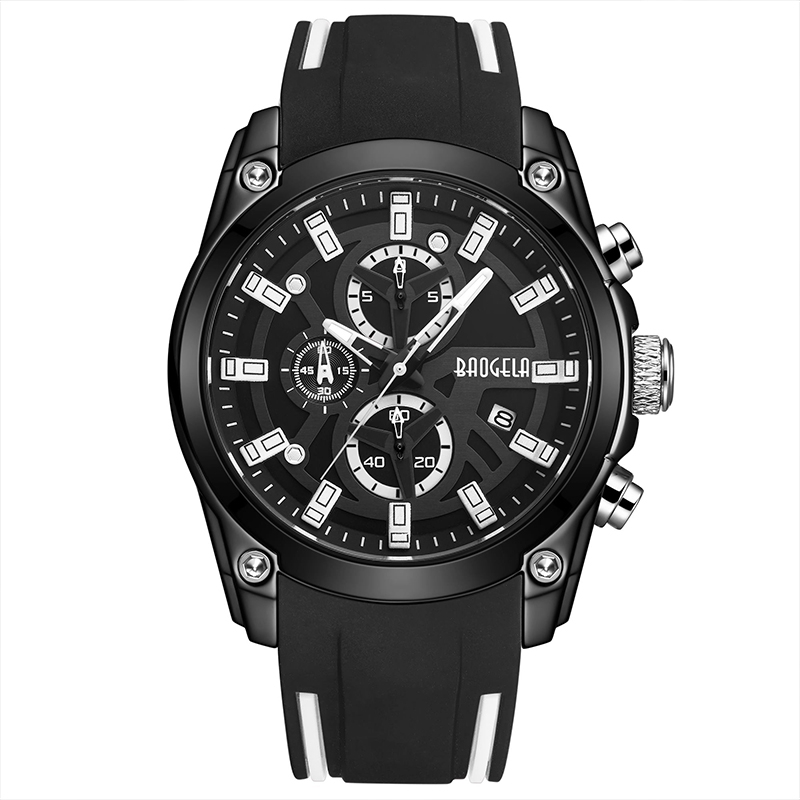 Baogela Men \\'s Vojenská sport sleduje muži vodotěsné módní módní modrý silikonový popruh Wristwatch Man Luxury Top Track Watch 22705