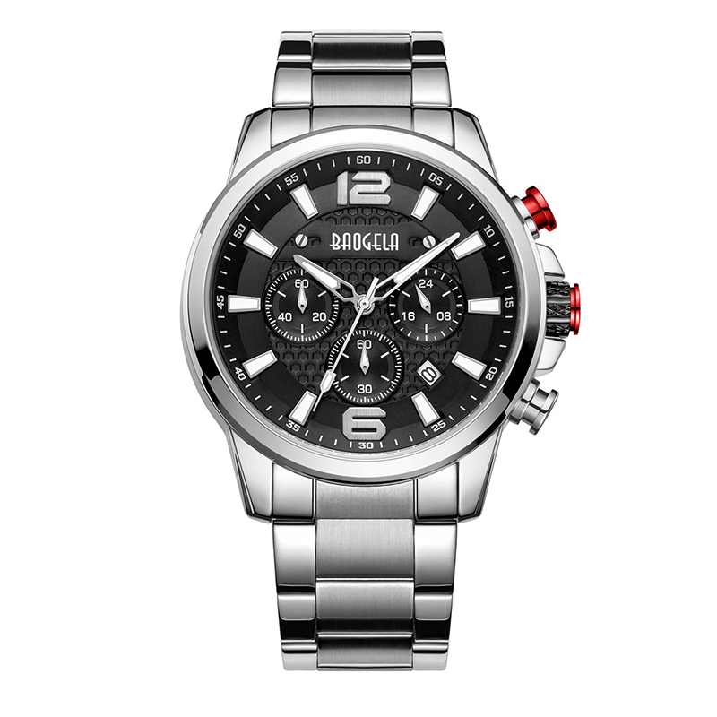 Baogela sleduje muženový chronograph Quartz Watch Luxury znerezové ocelináramkové hodinky Recogios Masculino часы м už 22706