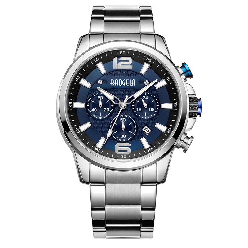 Baogela sleduje muženový chronograph Quartz Watch Luxury znerezové ocelináramkové hodinky Recogios Masculino часы м už 22706