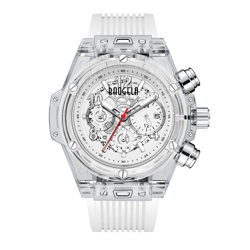 Baogela Brand Full Transparent Watch Luxury Mens Watch Fashion Sports Vojenská reloj kreativní muži ženy Chronograph Quartz Watch 20013