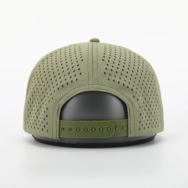 OEM Vlastní vysoce kvalitní výšivka Logo Luxus 7 Panel Snapback Cap Adult Flat Bill Snap Back Hat s laserovým řezaným otvorem