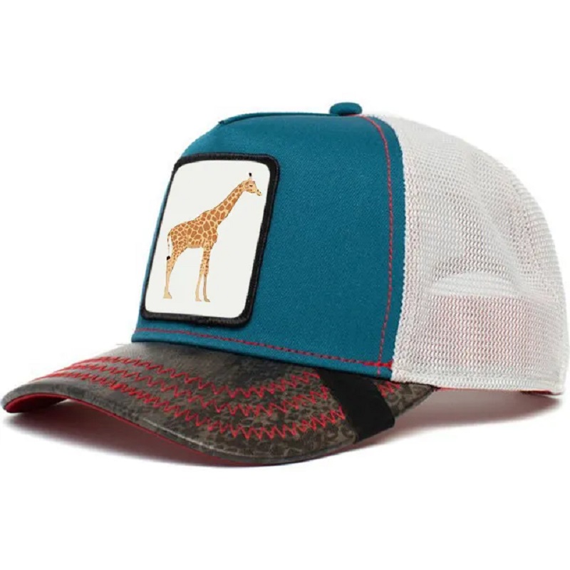 Výrobce 5 panel 100% polyesterové pánské trucker cap klobouky s vlastní zvířecí tkanounáplastí